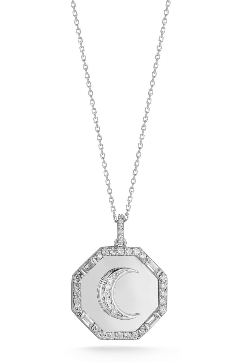 Moon Pendant Necklace, Main, color, SILVER