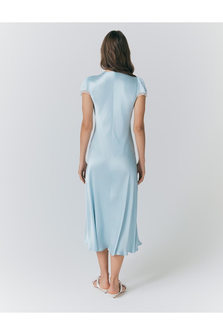 Lillie Lace Trim Satin Dress, Alternate, color, Light Blue
