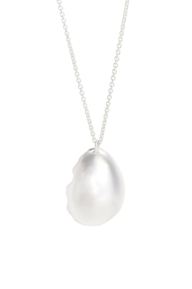 Quail Eggshell Half Silver Pendant Necklace, Main, color, POLISHED SILVER