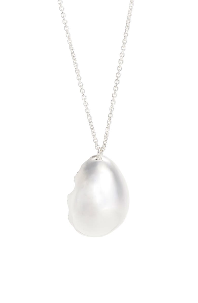 All Blues Quail Eggshell Half Silver Pendant Necklace, Main, color, 