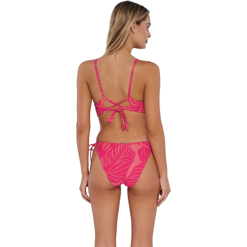 Sunsets Everlee Tie Side Bikini Swim Bottoms In Blushing Palms Sandbar Rib