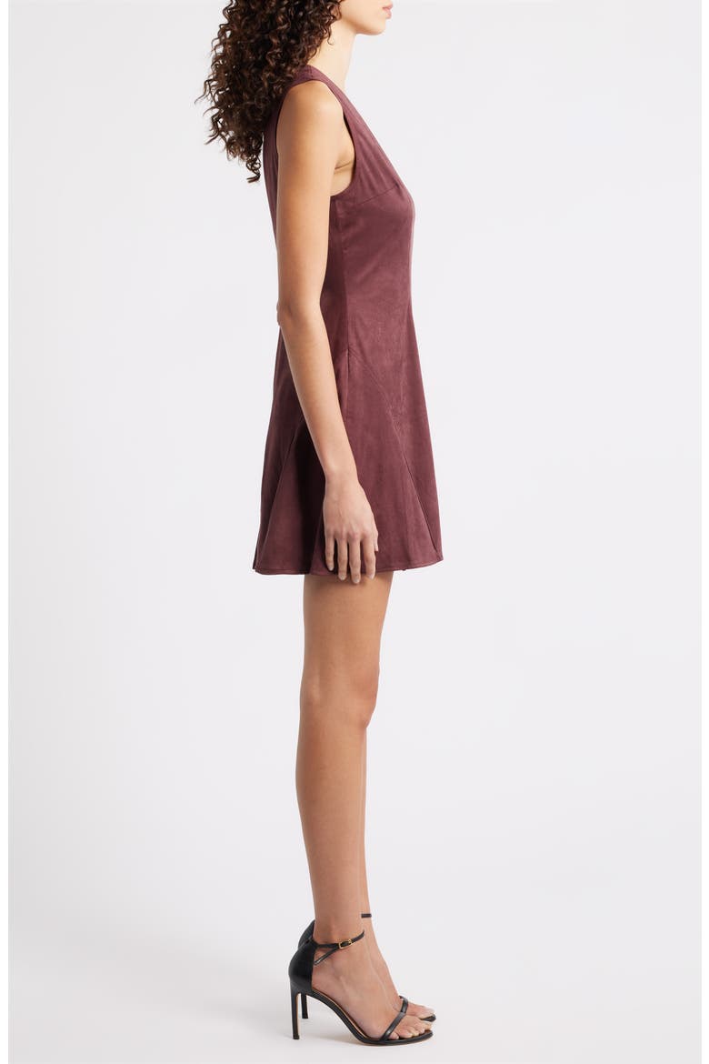 Nelly Faux Suede Minidress, Alternate, color, PLUM BROWN
