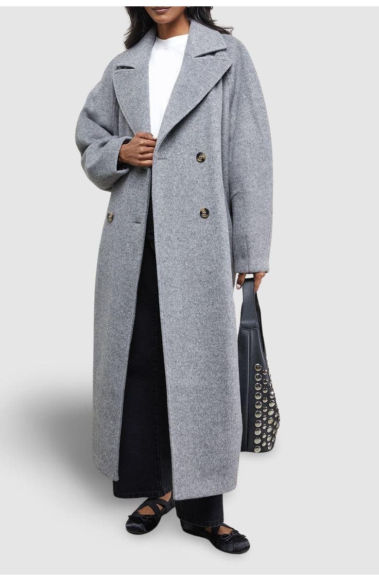 Warehouse Oversized Pleat Back Detail Maxi Coat, Alternate, color,