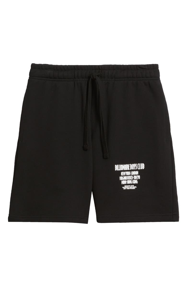 Billionaire Boys Club Satellite Logo Detail Cotton Fleece Drawstring Shorts, Main, color, Black