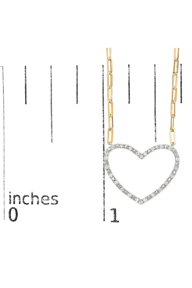 14K Yellow Gold Plated Silver 1/4 Cttw Diamond Heart with Paperclip Chain Necklace, Alternate, color, Yellow