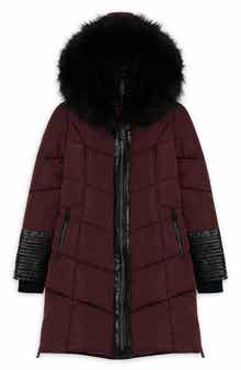Noize Priya Water Resistant Mixed Media Parka with Faux Fur Trim