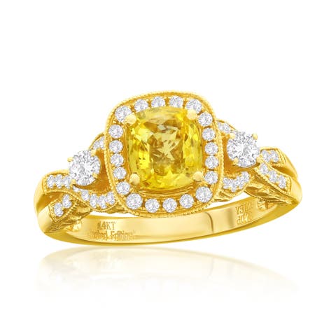 14K Yellow Gold 1.29ct Yellow Sapphire & 0.73cttw Diamond Ring
