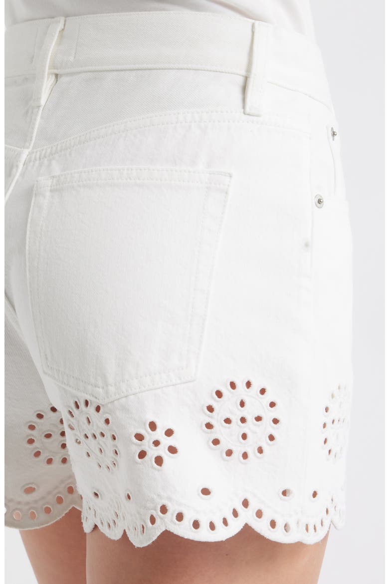 The Eyelet Denim Shorts, Alternate, color, WHITE