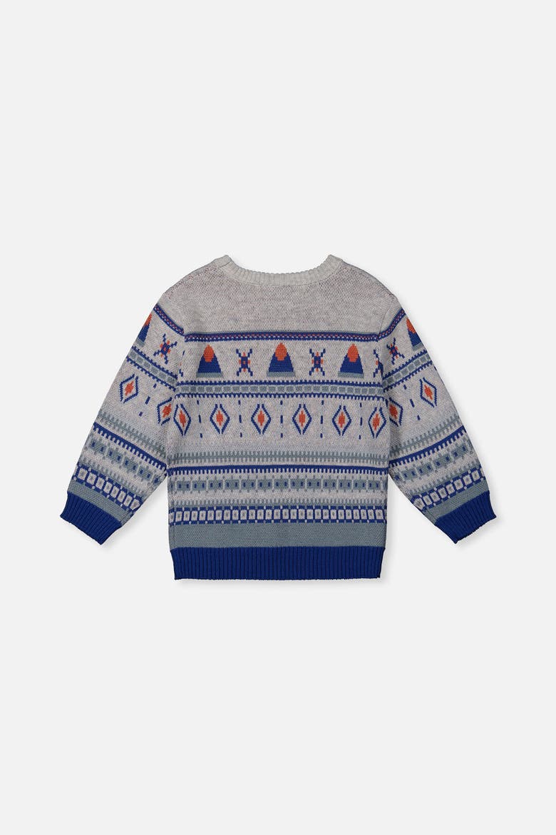 Jacquard Knit Fair Isle Ribbed Cuff Sweater, Alternate, color, Blue and Beige