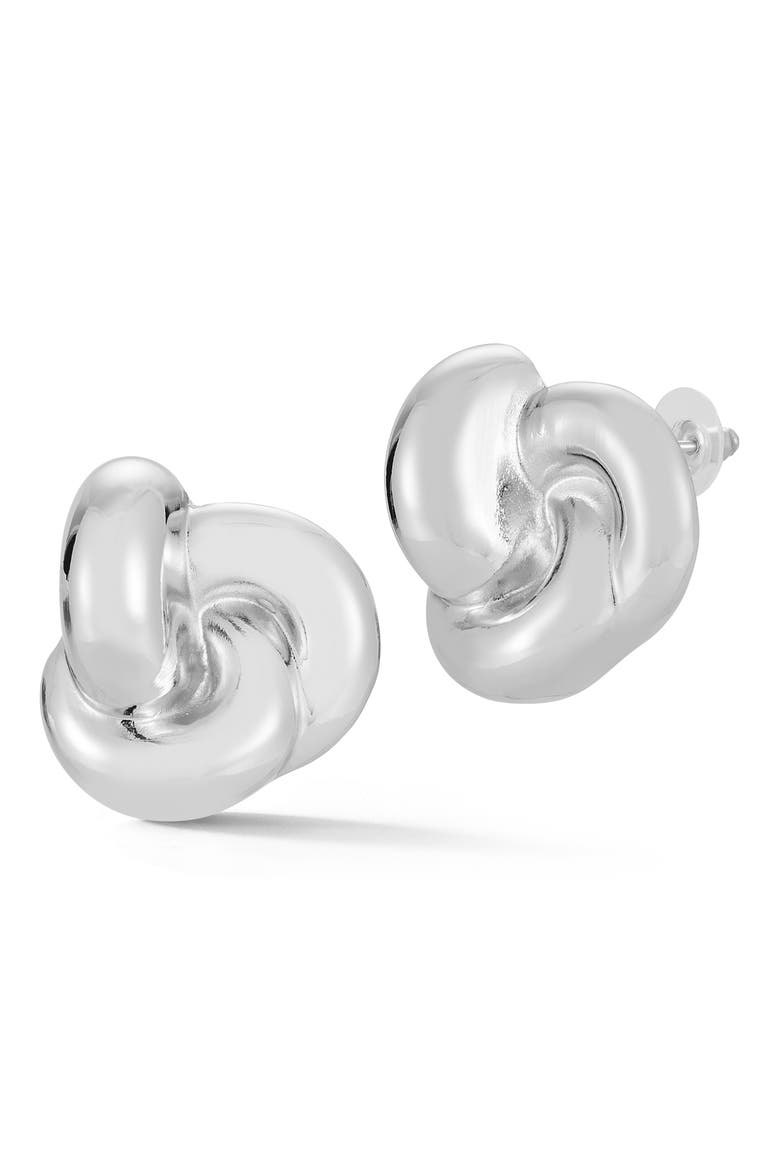 Love Knot Stud Earrings, Main, color, SILVER