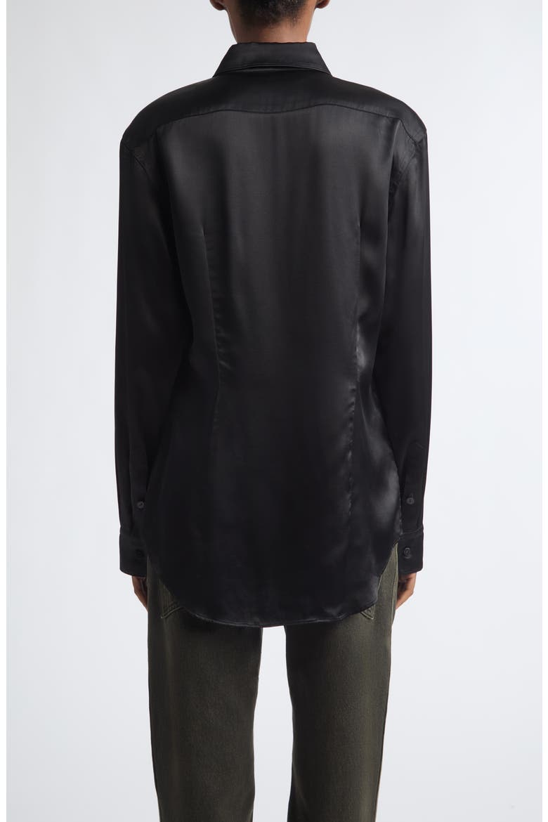 Molten Satin Button-Down Shirt, Alternate, color, TAR