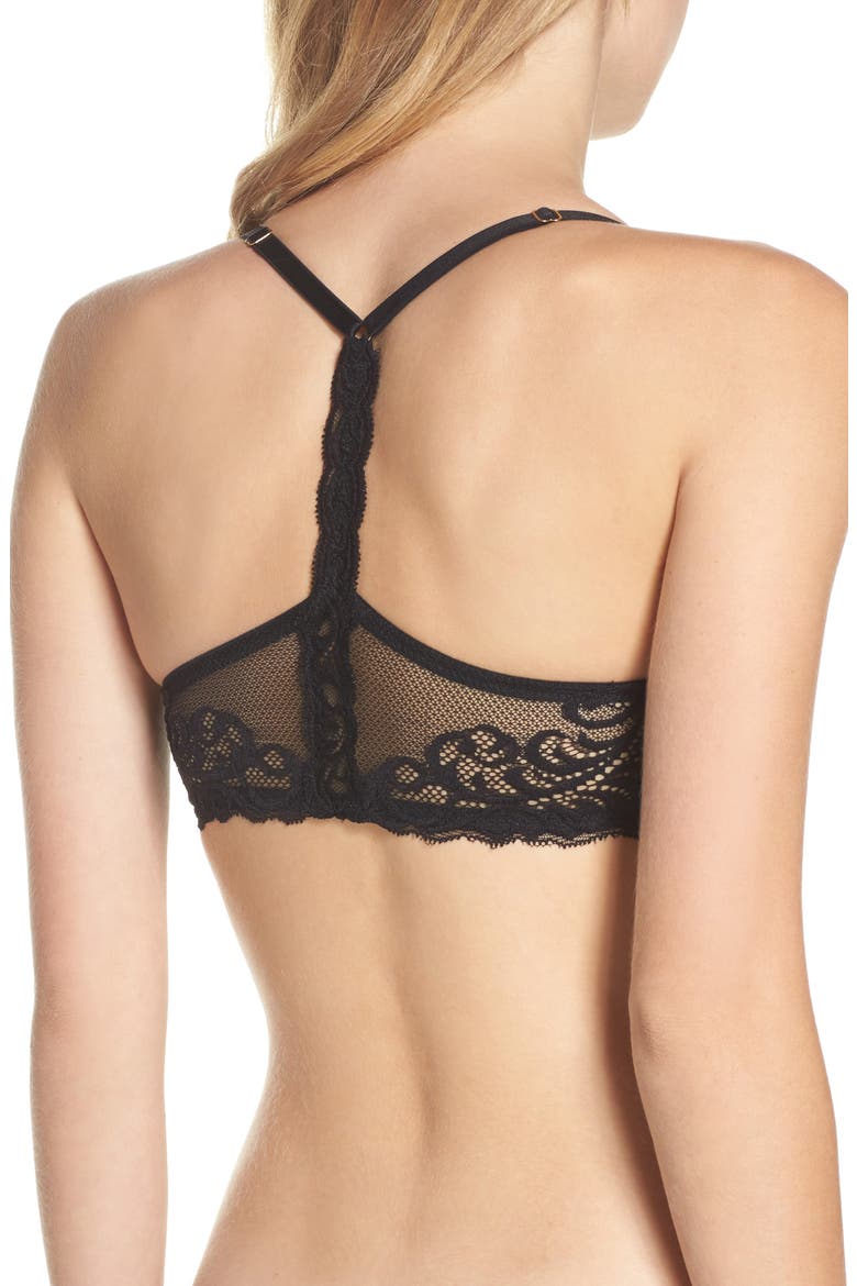 Feathers T-Back Bra, Main, color, BLACK