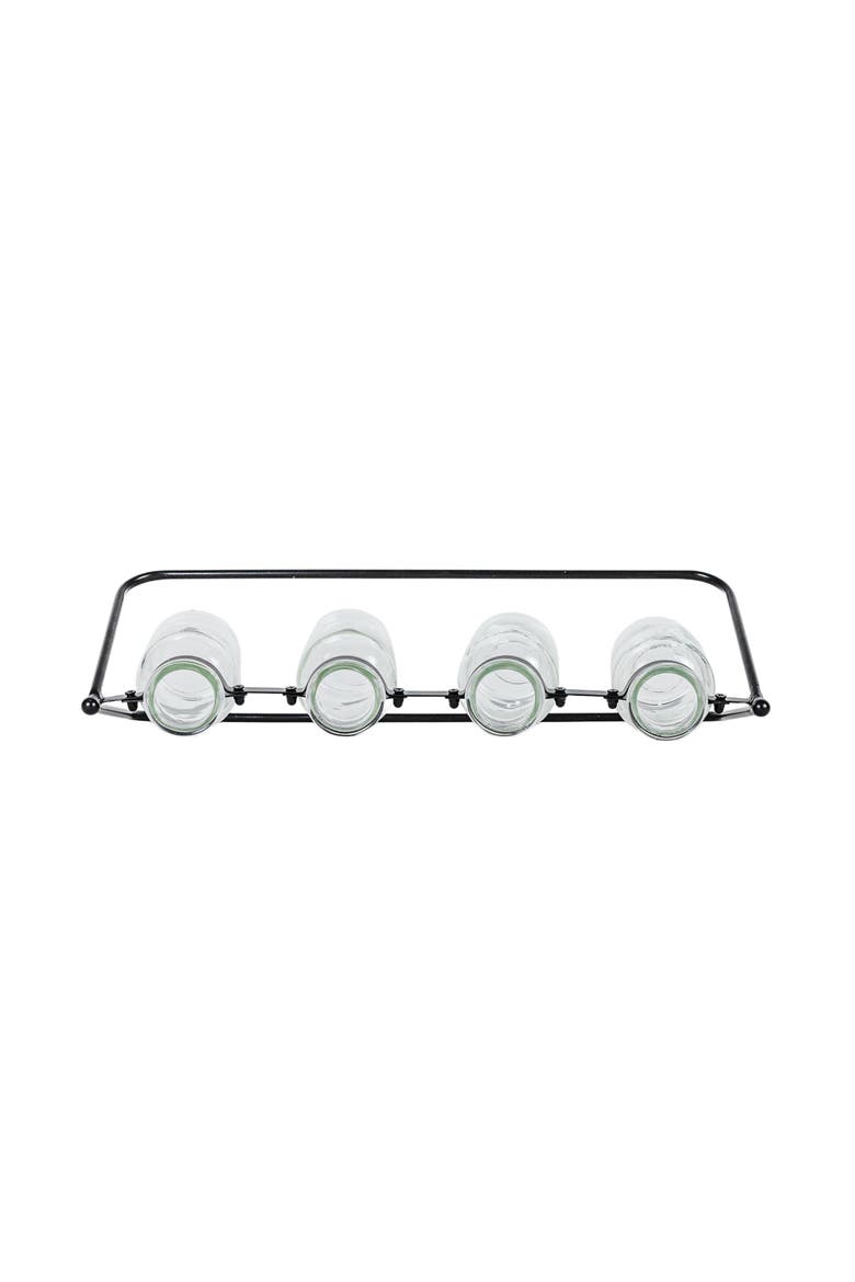 4 Vase Bud Vase Holder Black Cast Iron & Glass, Alternate, color, Black
