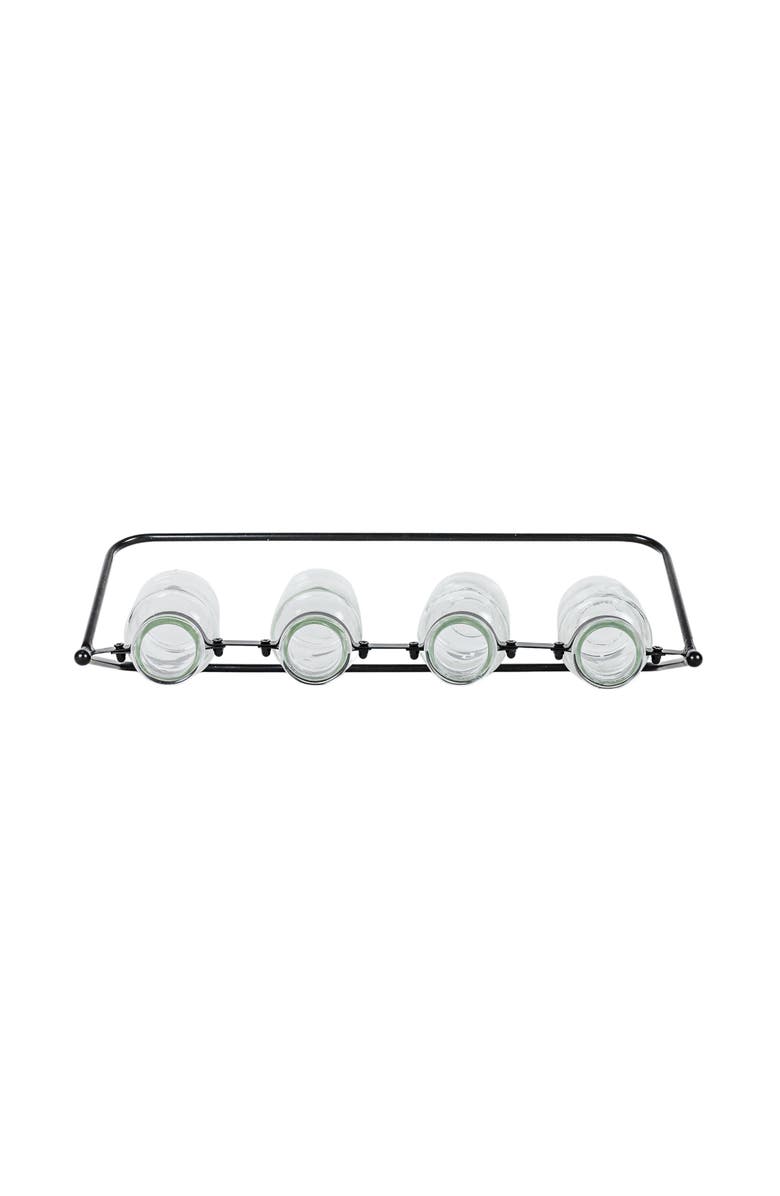 Foreside Home and Garden 4 Vase Bud Vase Holder Black Cast Iron & Glass, Alternate, color, Black