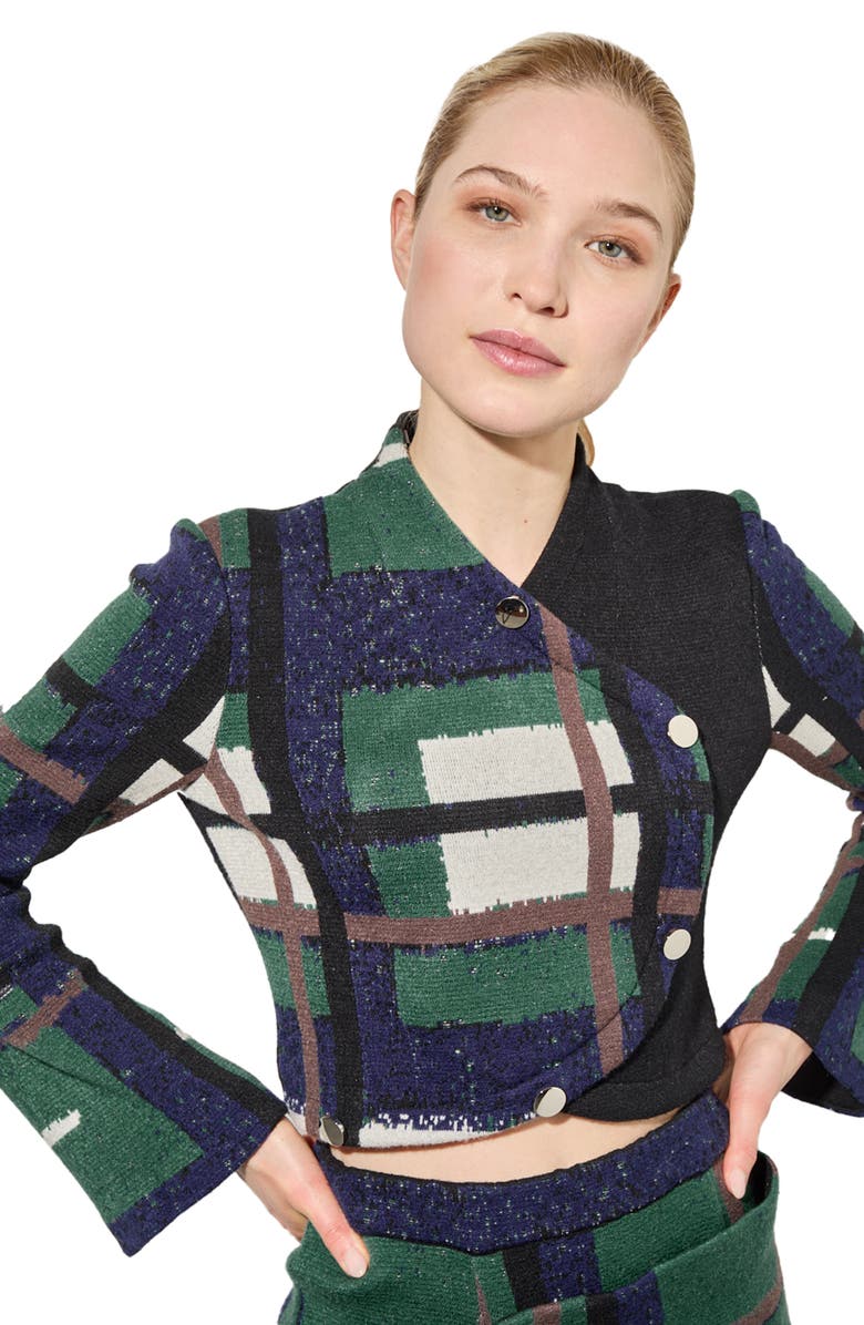 Ming Wang Cozy Asymmetric Faux Button Front Knit Crop Top, Alternate, color, 