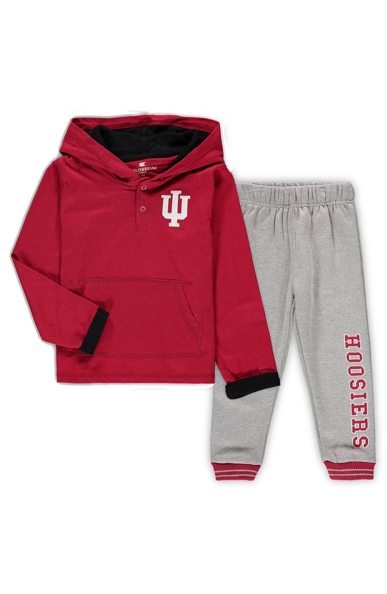 COLOSSEUM Toddler Colosseum Crimson/Heathered Gray Indiana Hoosiers Poppies Hoodie and Sweatpants Set, Main, color, Crimson