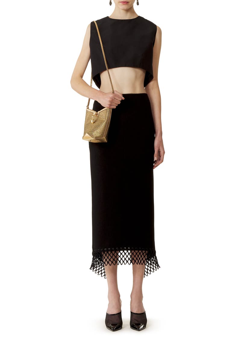 Silk Faille Cropped Top, Alternate, color, Black