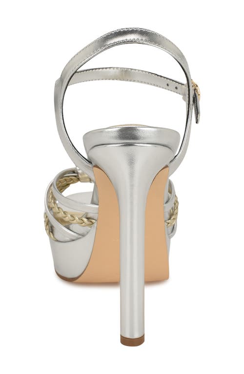 Nine West Waser Ankle Strap Platform Sandal In Silver