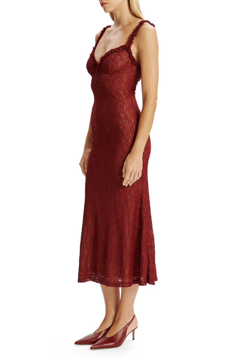 Bardot Alegra Stretch Lace Dress, Alternate, color, Burgundy