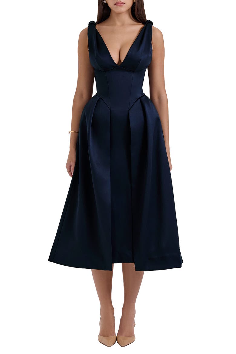 Paloma Plunge Neck Sleeveless Midi Dress, Main, color, PARISIAN NIGHT