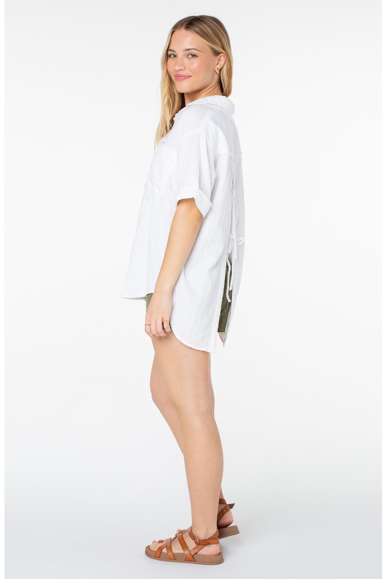 Maile Cotton Gauze Tied Button-Up Shirt, Alternate, color, SNOW WHITE SOLID