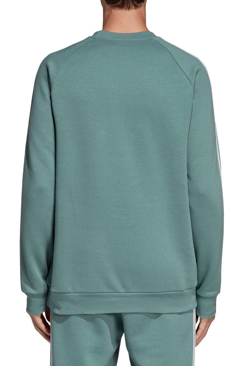 3-Stripes Crewneck Sweatshirt, Alternate, color, VAPOR STEEL