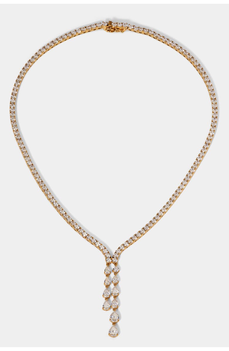 Nadri Willow Round CZ Tennis Double Drop Y Necklace, Main, color, Gold