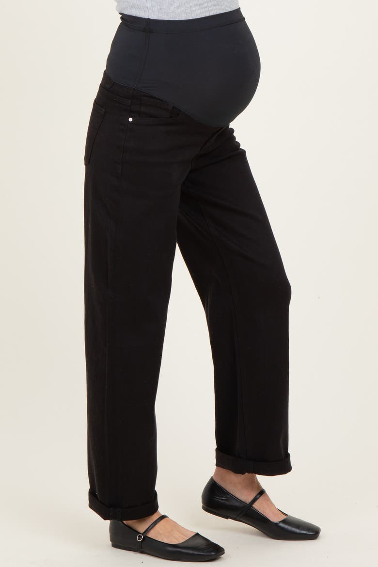 Cuffed Ankle Barrel Leg Maternity Jeans, Alternate, color, Black