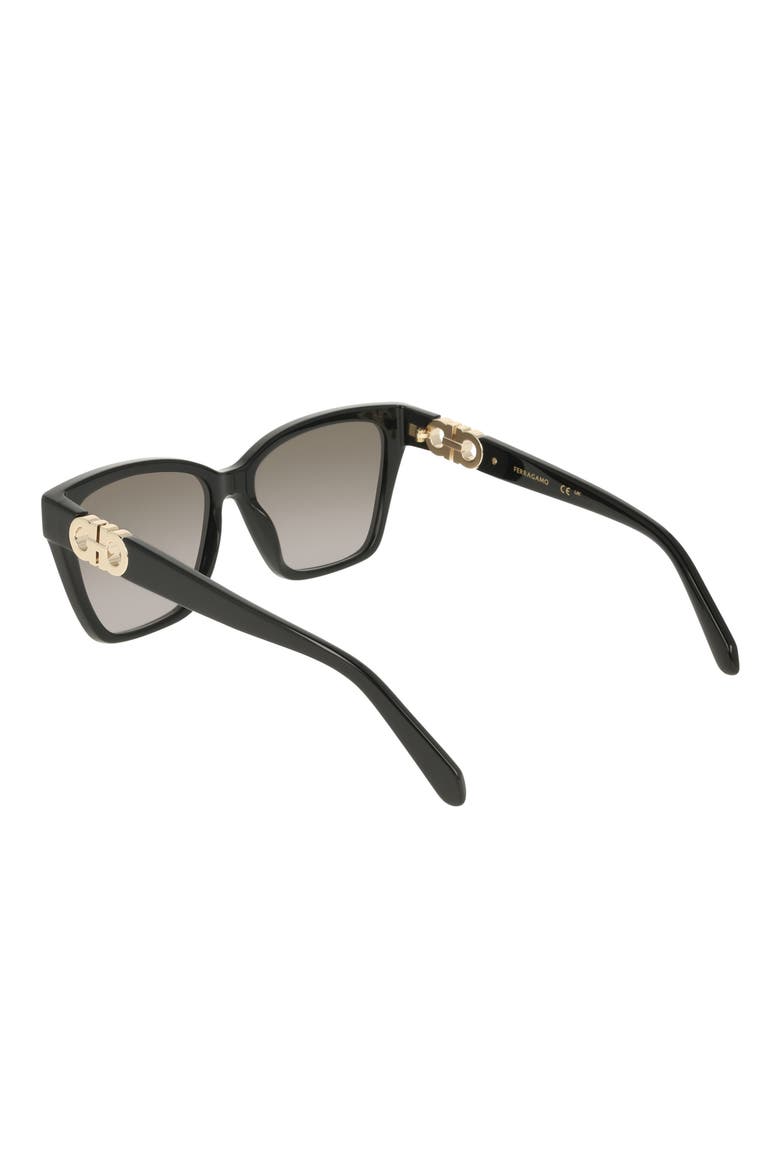 57mm Rectangle Sunglasses, Alternate, color, BLACK