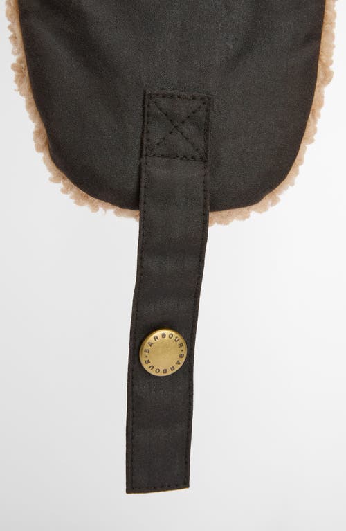 Barbour Morar Waxed Faux Shearling Trapper In Brown