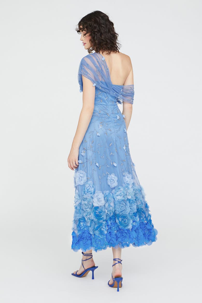 Meredith Floral Dress, Alternate, color, Cornflower Blue