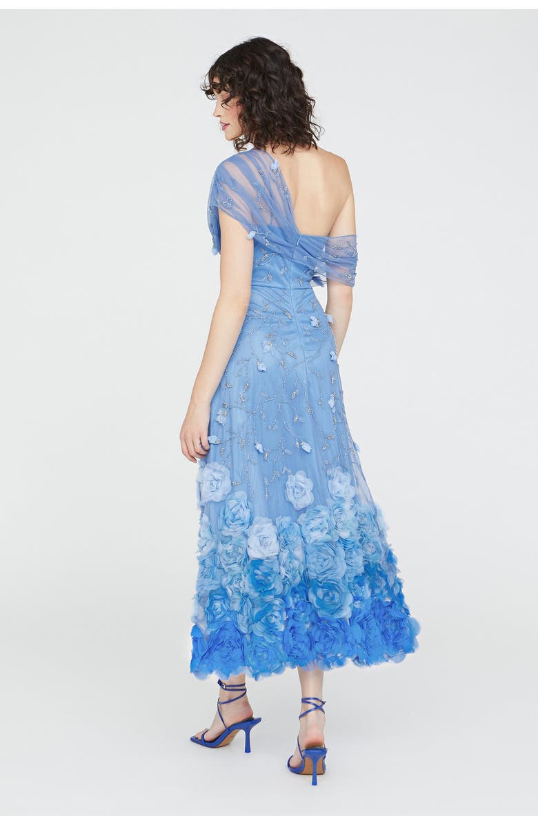 Theia Meredith Floral Dress, Alternate, color, Cornflower Blue