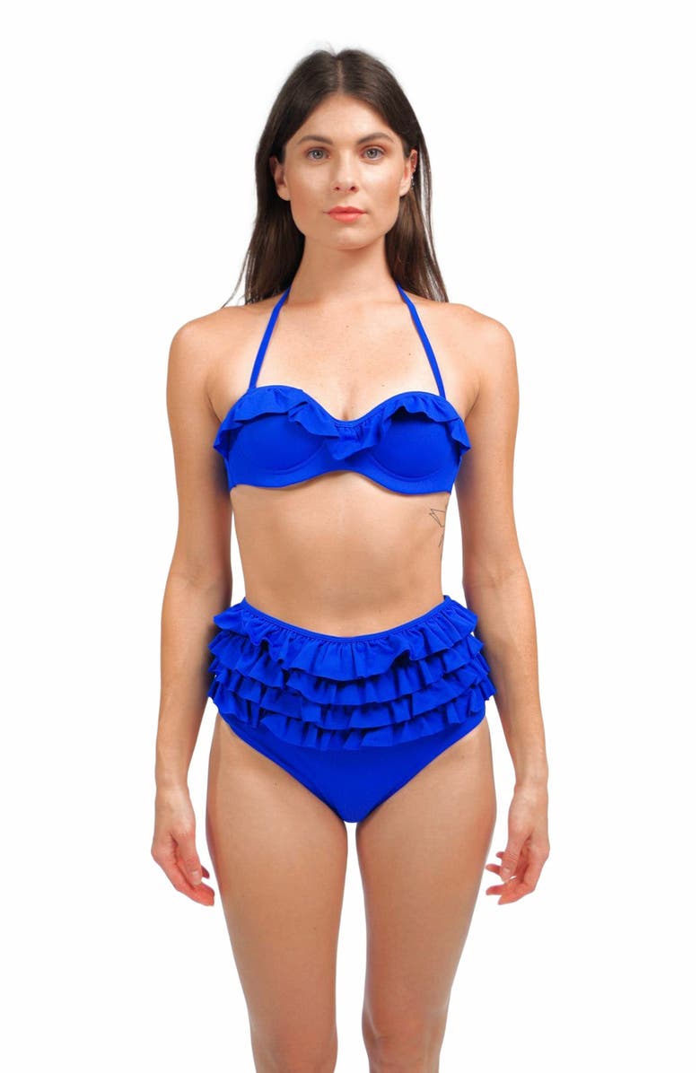 Mary Mercedes Ruby Ruffle Bikini Bra, Alternate, color, Royal Blue