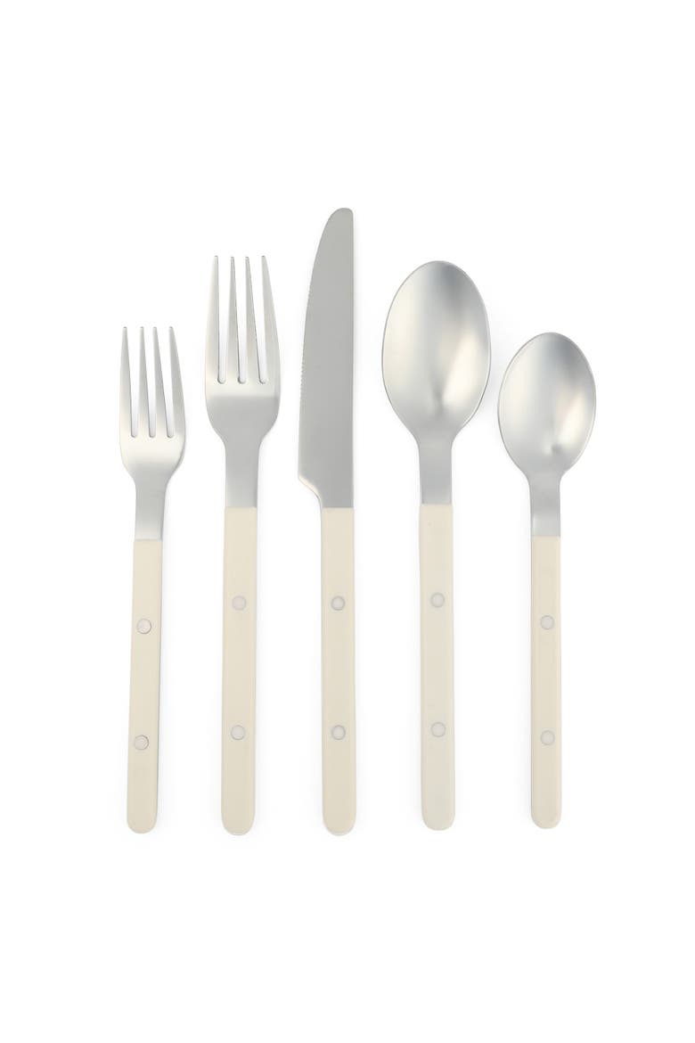 20-Piece Stainless Steel Flatware Set with ABS Handles, Service for 4, Main, color, Linen