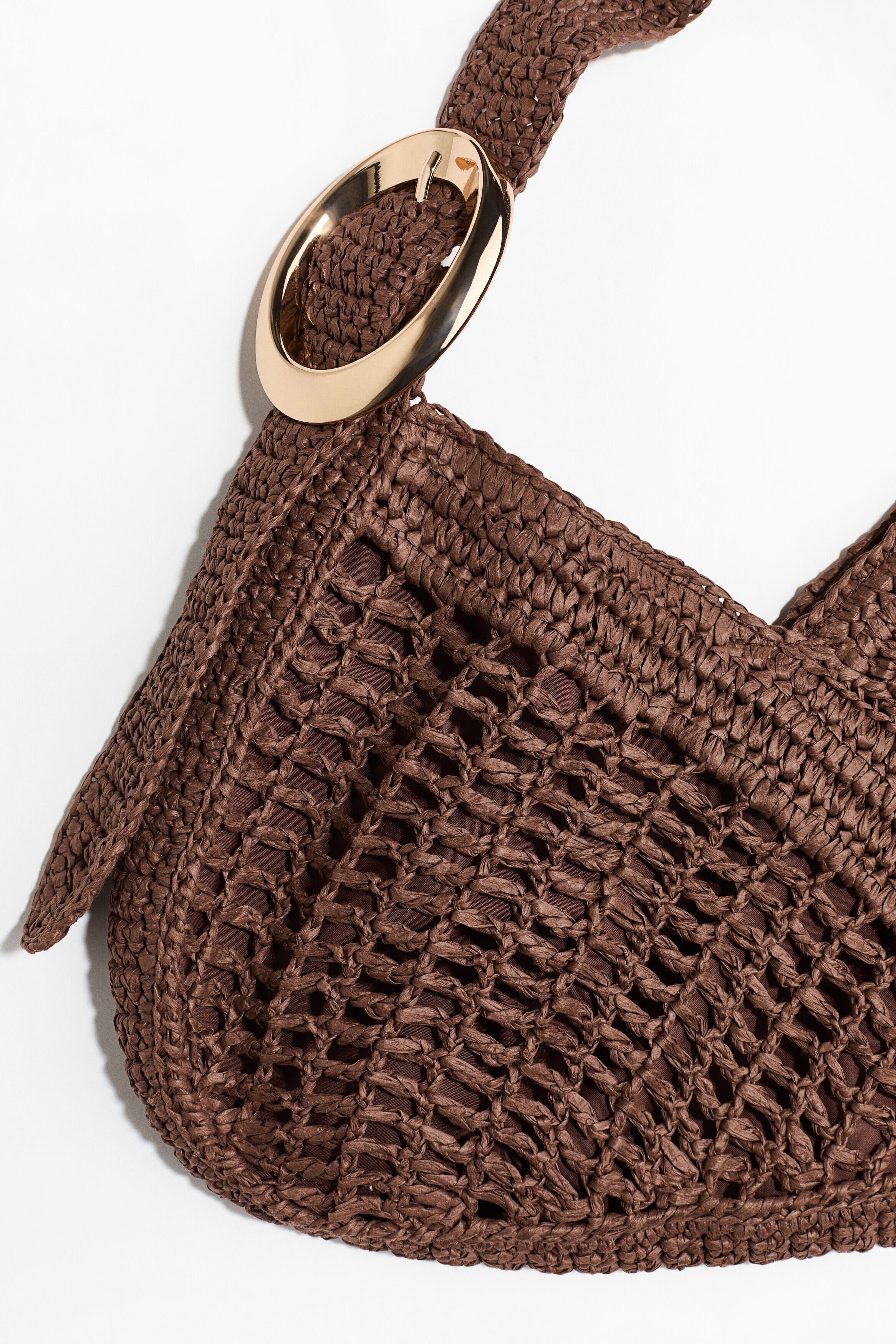 H&M Straw Shoulder Bag, Alternate, color, Brown