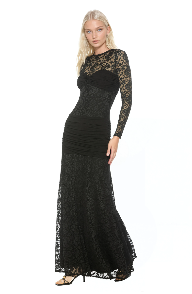 Alexia Admor Nova Long Sleeve Ruched Dress, Alternate, color, Black