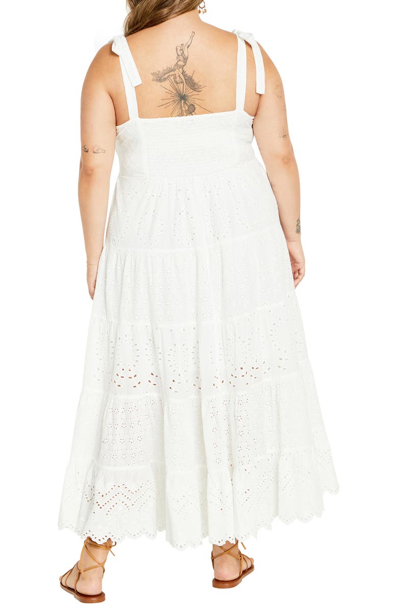 City Chic Allegra Eyelet Embroidered Maxi Dress, Alternate, color, White