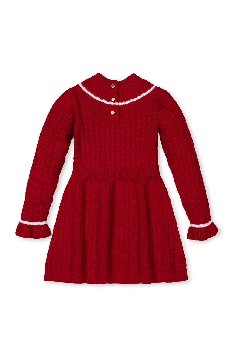Hope & Henry Kids' Organic Mock Neck Ruffle Cuff Cable Sweater Dress, Alternate, color, Red Cable