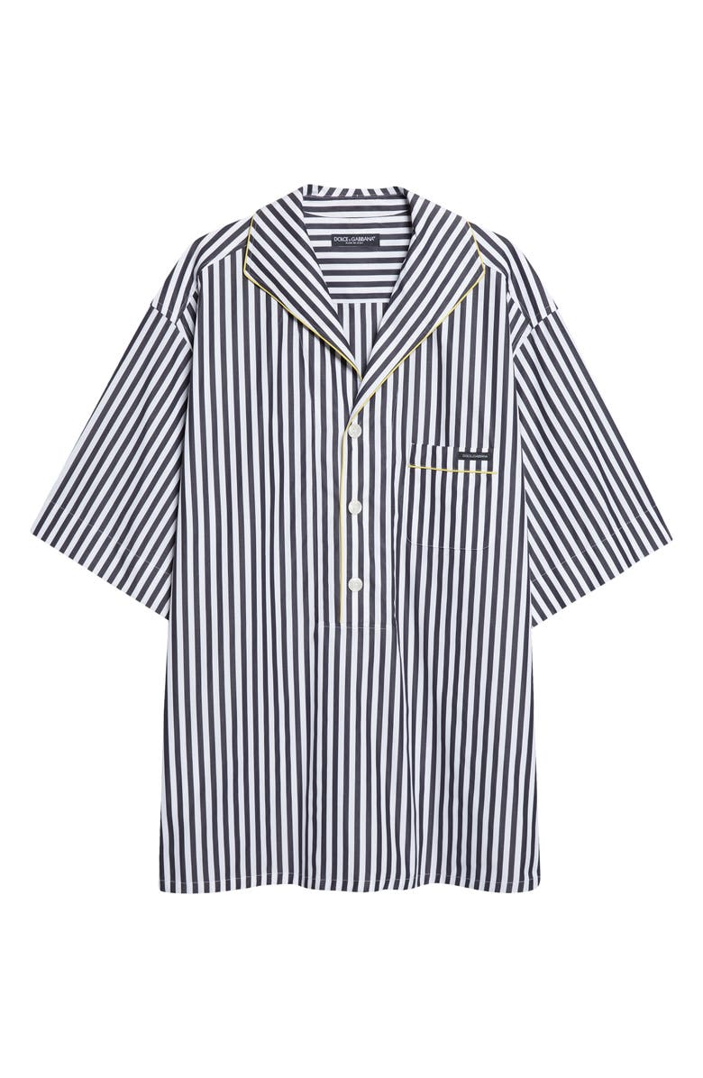 Dolce&Gabbana Stripe Cotton & Silk Poplin Pajama Shirt, Main, color, S8057 Rigato