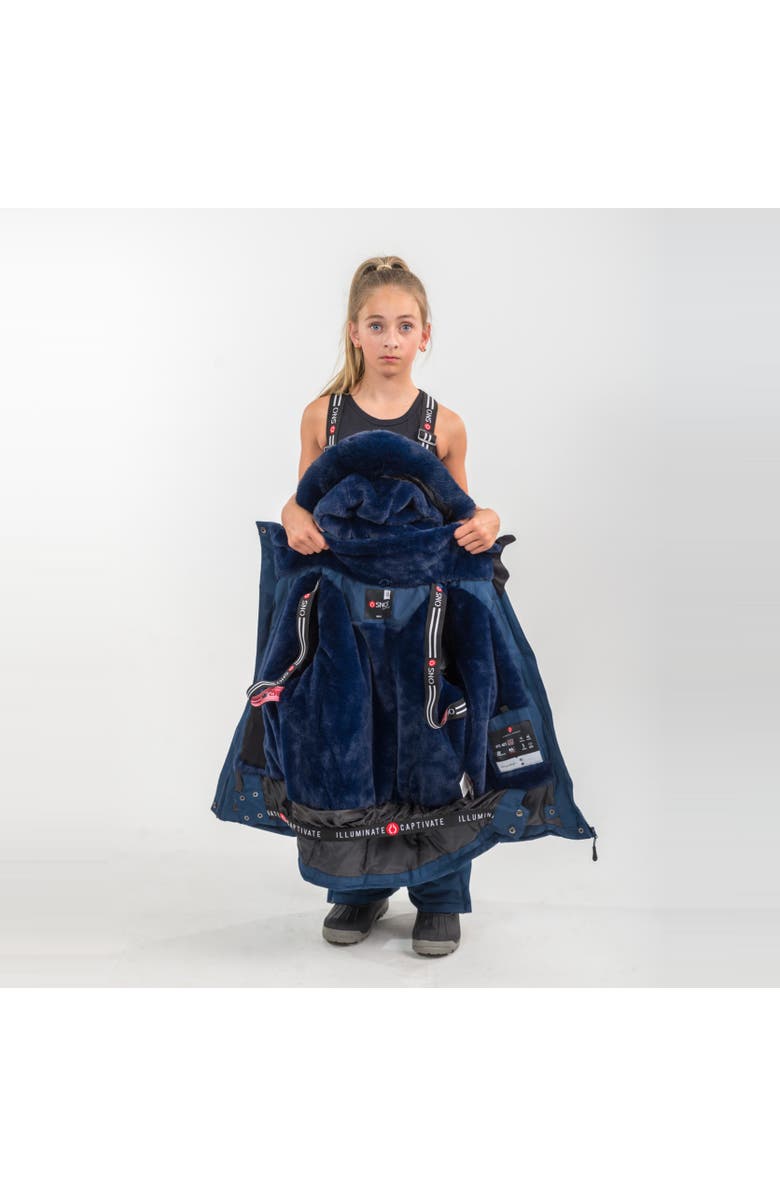 ÖSNO Karina Luxury Snowsuit Jacket and Snowpant, Alternate, color, With Navy Blue Fur