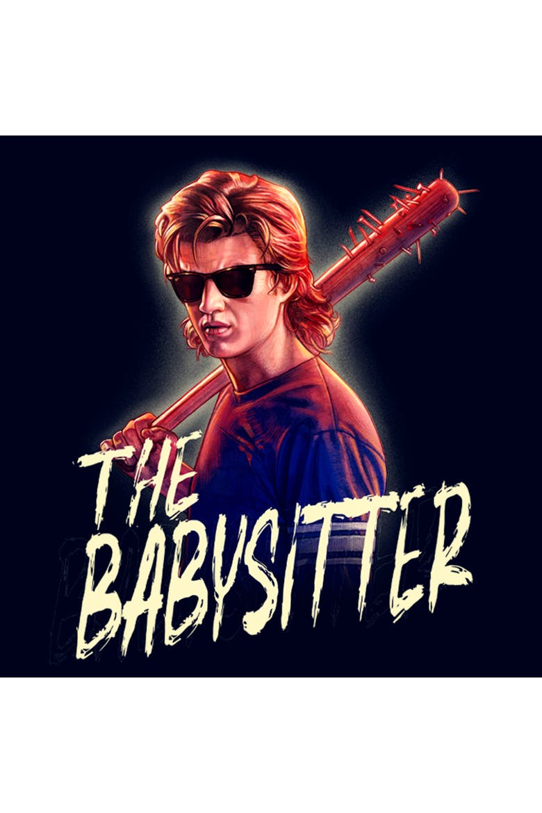 Netflix Men's Stranger Things Steve Cool Babysitter Graphic T-Shirt, Alternate, color, Navy Blue
