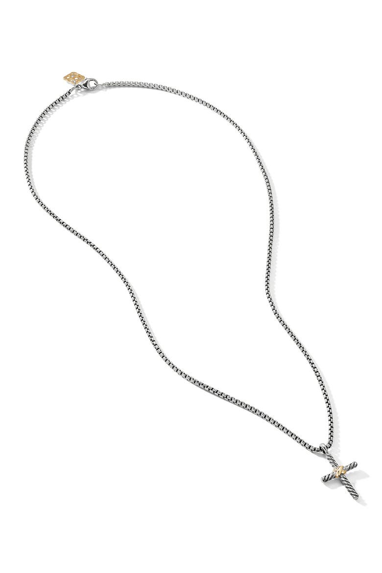 X-Cross Pendant Necklace in Sterling Silver with 14K Yellow Gold, Alternate, color, SILVER/GOLD