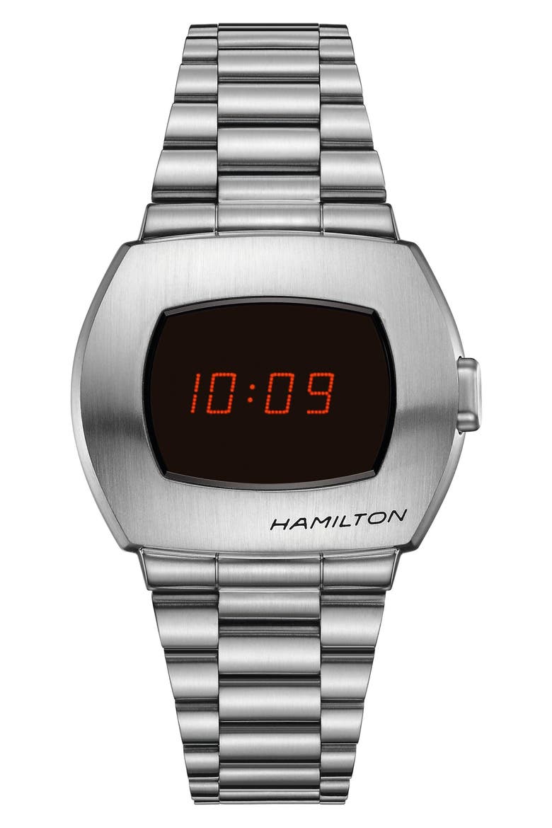 American Classic PSR Digital Bracelet Watch, 40.8mm x 34.7mm, Main, color, SILVER