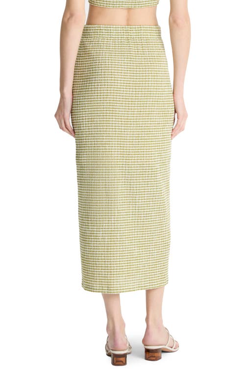 Vince Checked Smocked Midi Skirt In Herbaria Combo