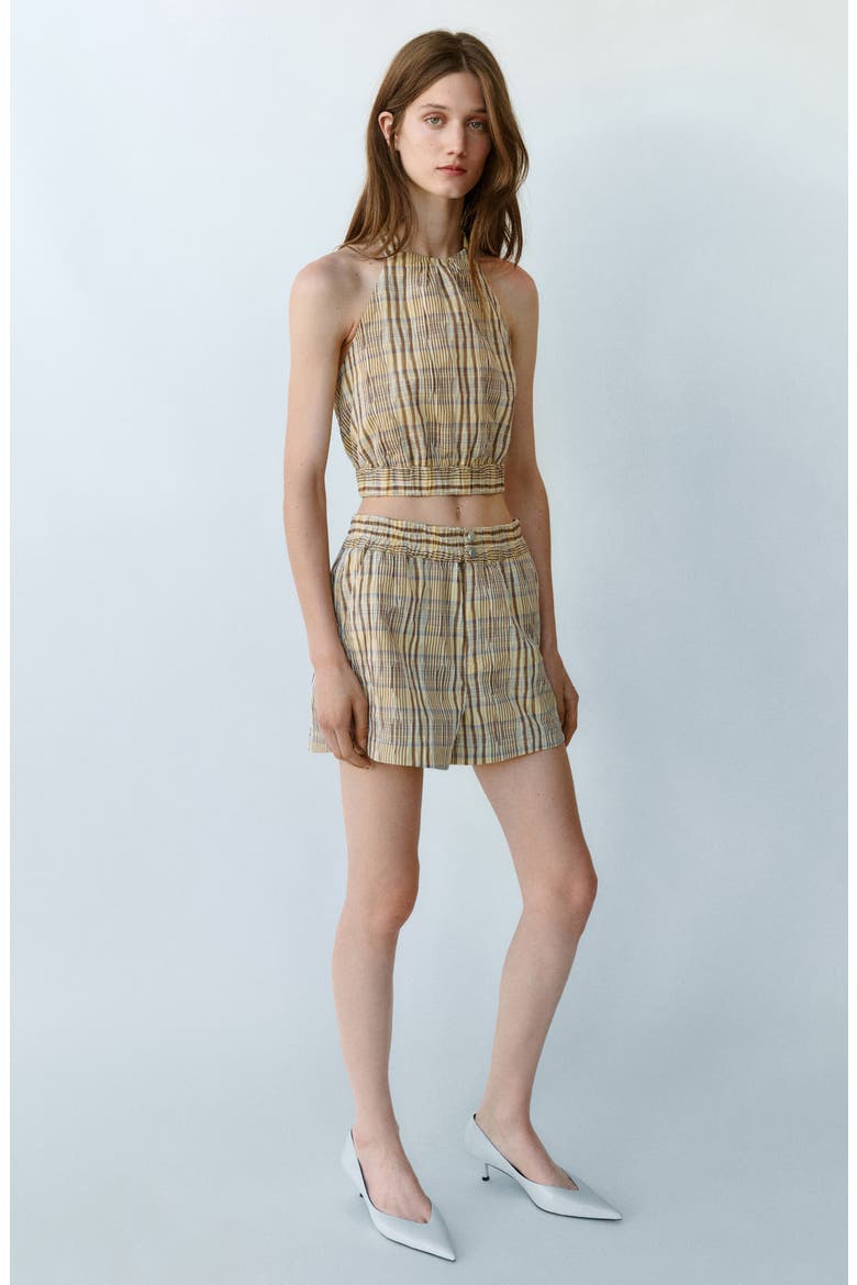 Jollie Plaid Halter Top, Alternate, color, BROWN