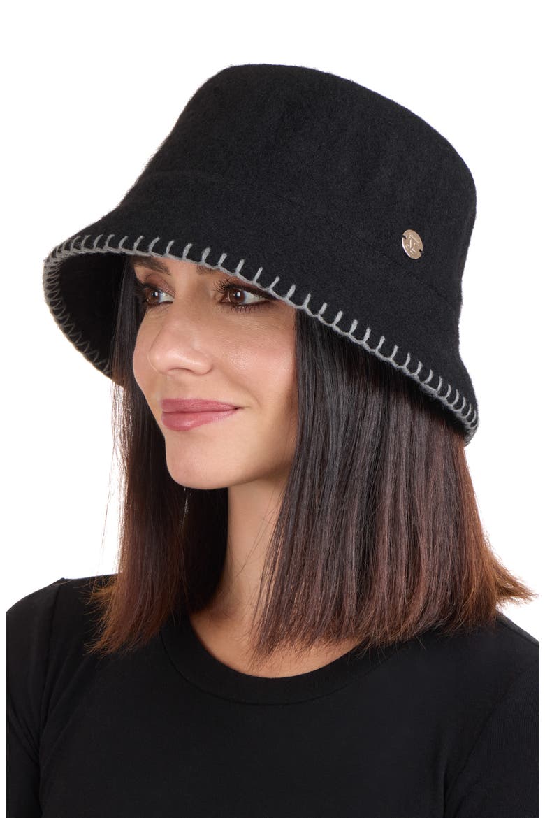 Wool Felt Bucket Hat, Alternate, color, BLACK