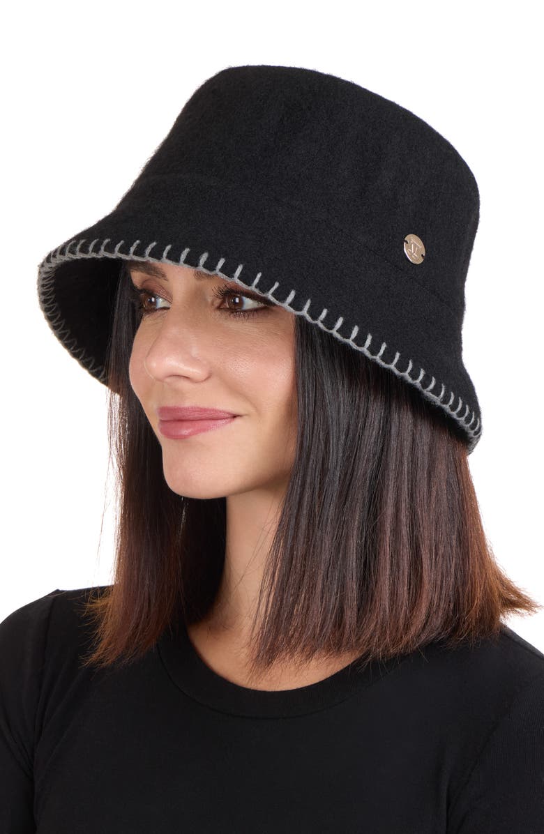 Bruno Magli Wool Felt Bucket Hat, Alternate, color, Black