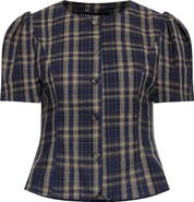 LIONESS Femme Plaid Button-Up Top
