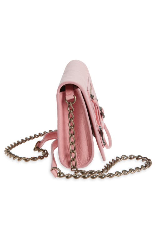 Balenciaga Le City Leather Wallet On A Chain In 5826 Vintage Pink