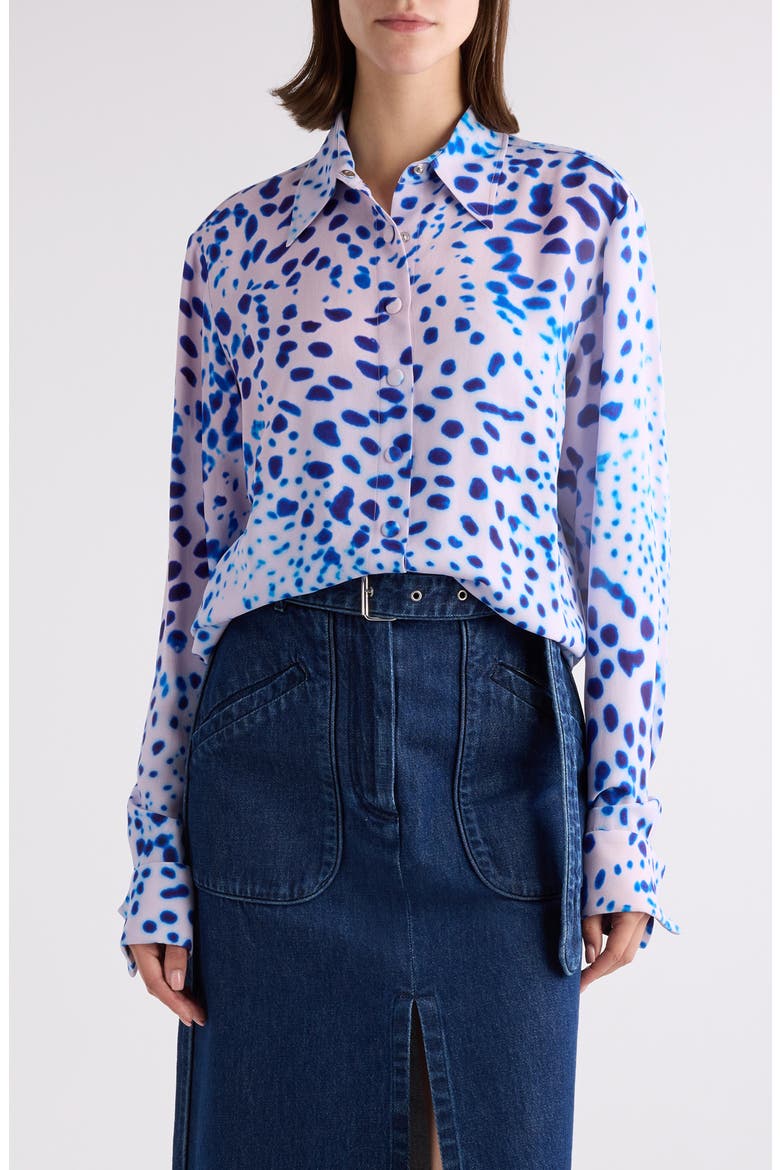 Celina Orchid Spot Snap-Up Shirt, Main, color, BLUE